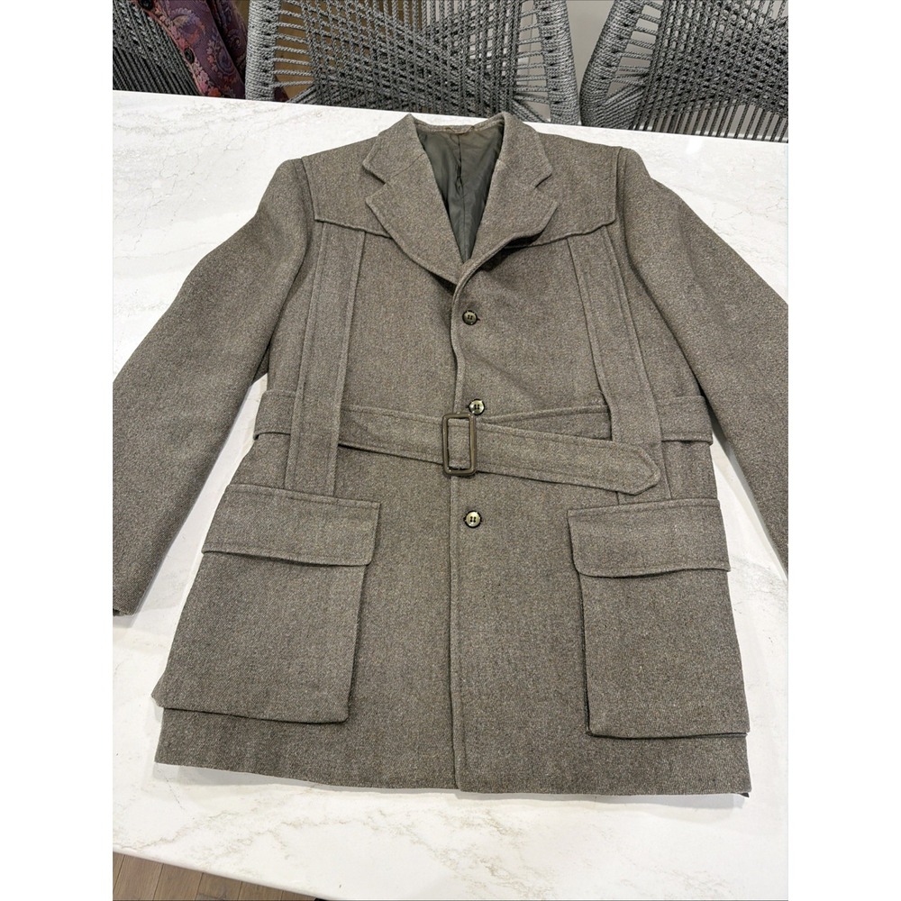 Vintage Orvis Safari Jacket Belted Tweed Field Coat 60s 70s Manchester VT wow!